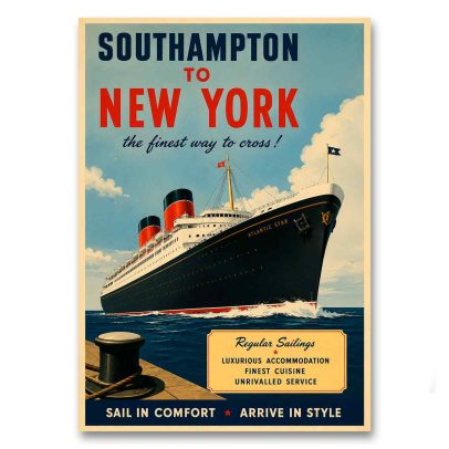 Juliste Southampton to New York - The finest way to cross