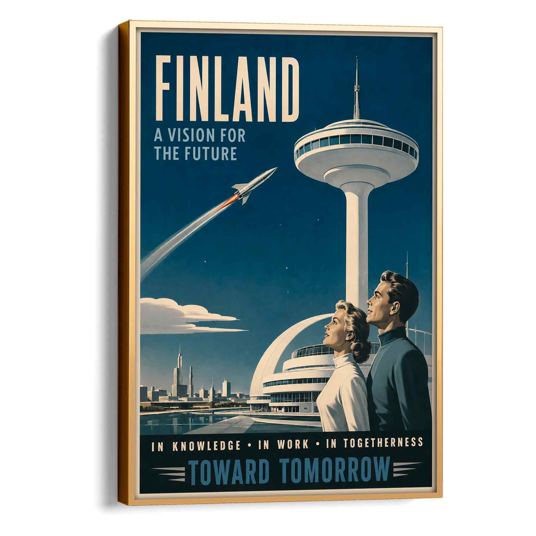 Juliste matkailu Suomi 50-luku avaruusaika LÖ 40×55 50×70-3aa