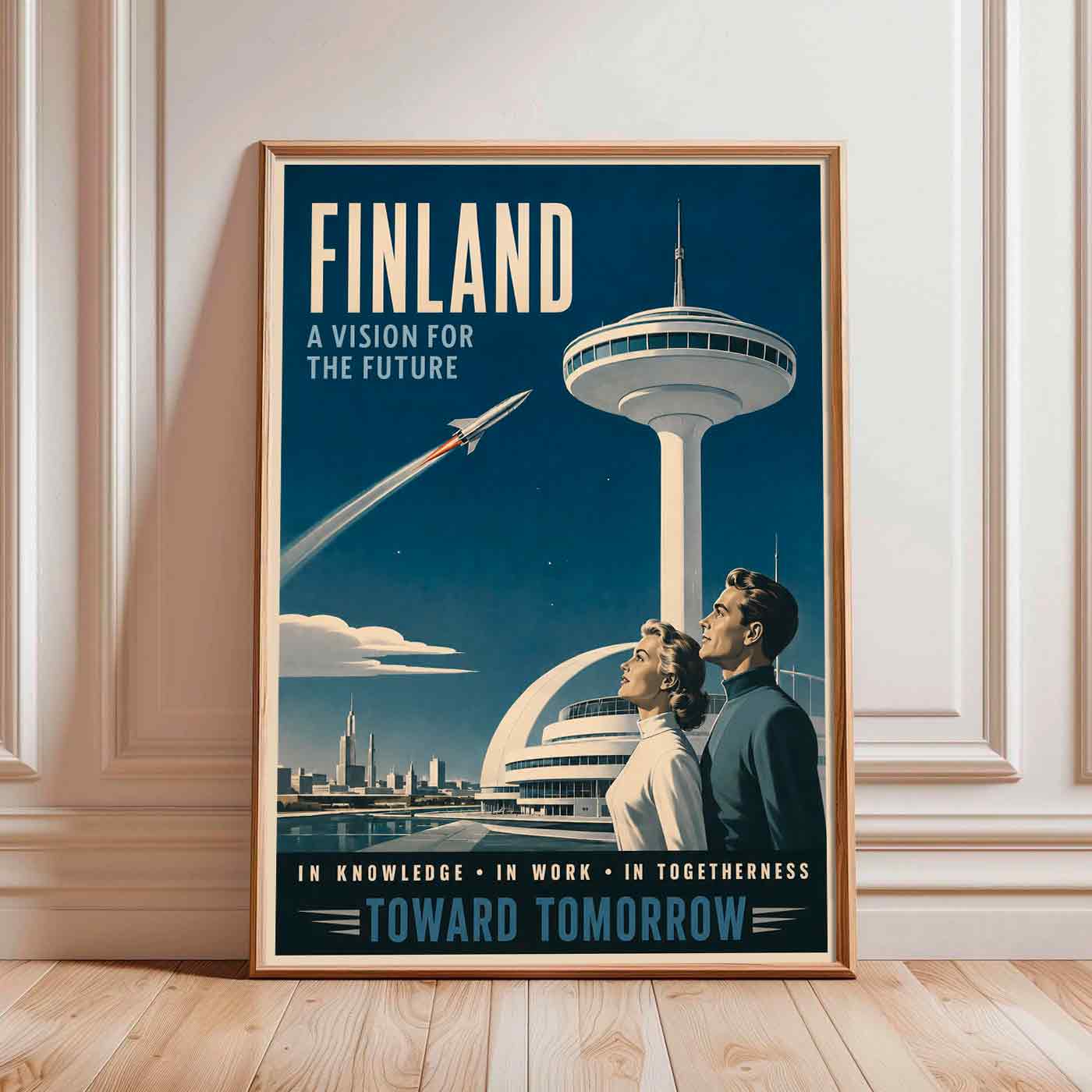 Juliste matkailu Suomi 50-luku avaruusaika LÖ 40×55 50×70-3aaa