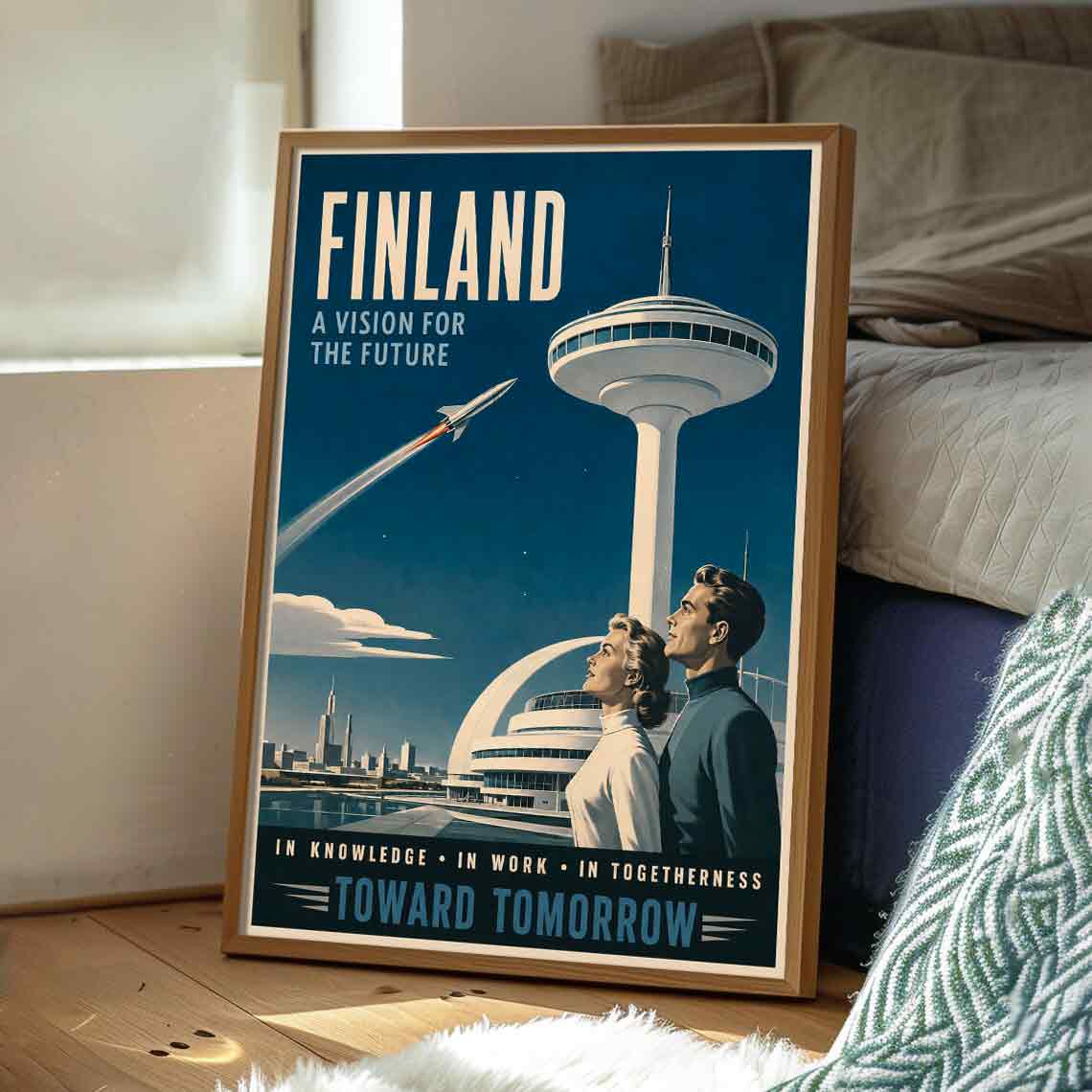 Juliste matkailu Suomi 50-luku avaruusaika LÖ 40×55 50×70-3aaaa