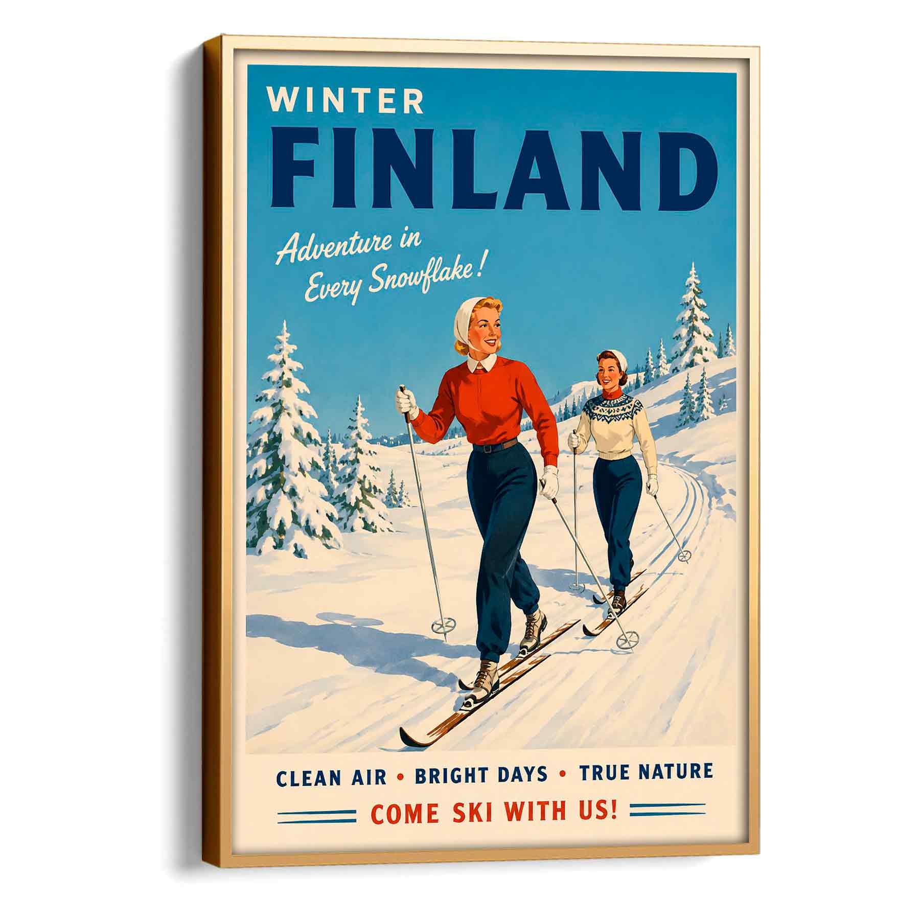 Juliste matkailu Suomi hiihto LÖ 40×55 50×70-2aa
