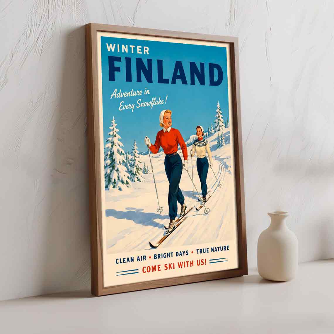 Juliste matkailu Suomi hiihto LÖ 40×55 50×70-2aaa