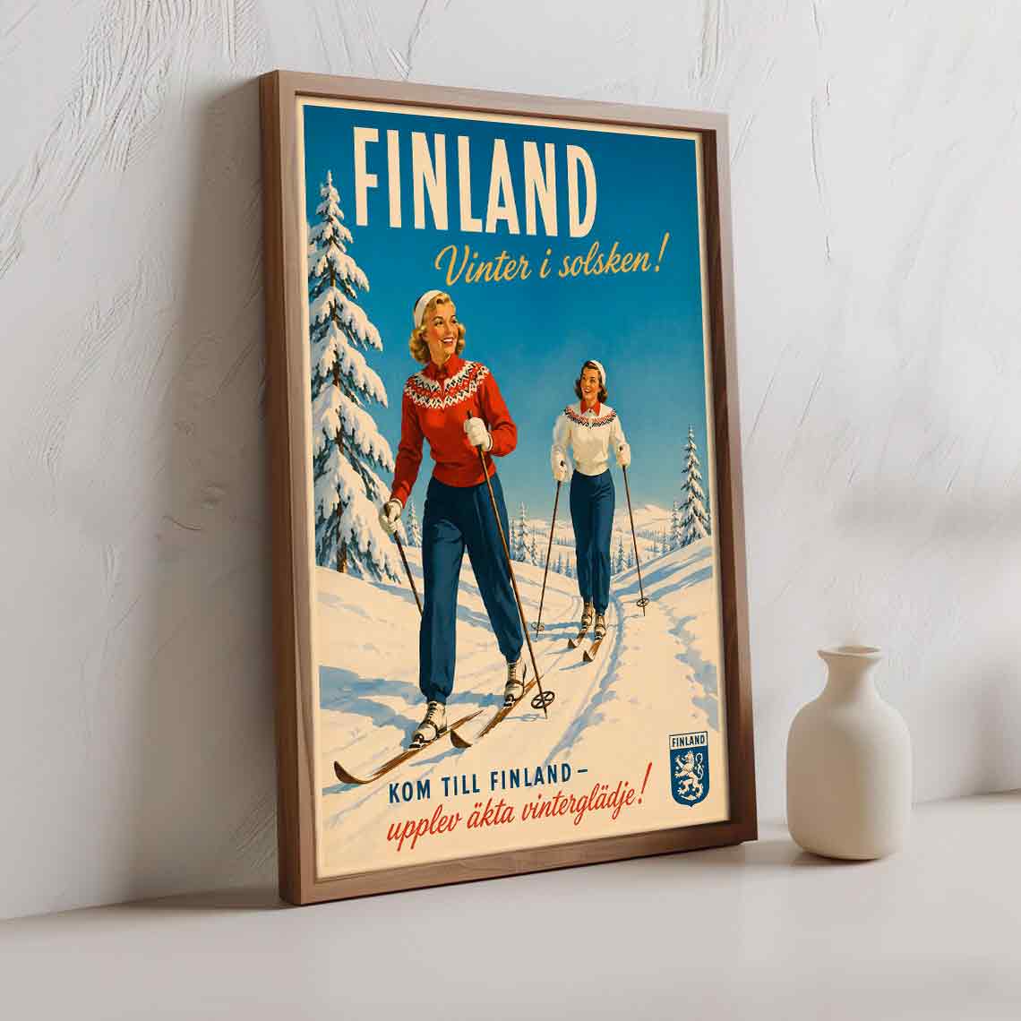 Juliste matkailu Suomi hiihto LÖ 40×55 50×70-3aaa