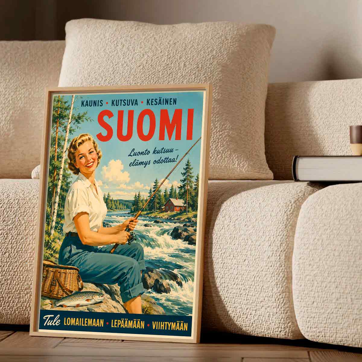 Juliste matkailu Suomi kalastus LÖ 50×70 70×100-3aaaaa