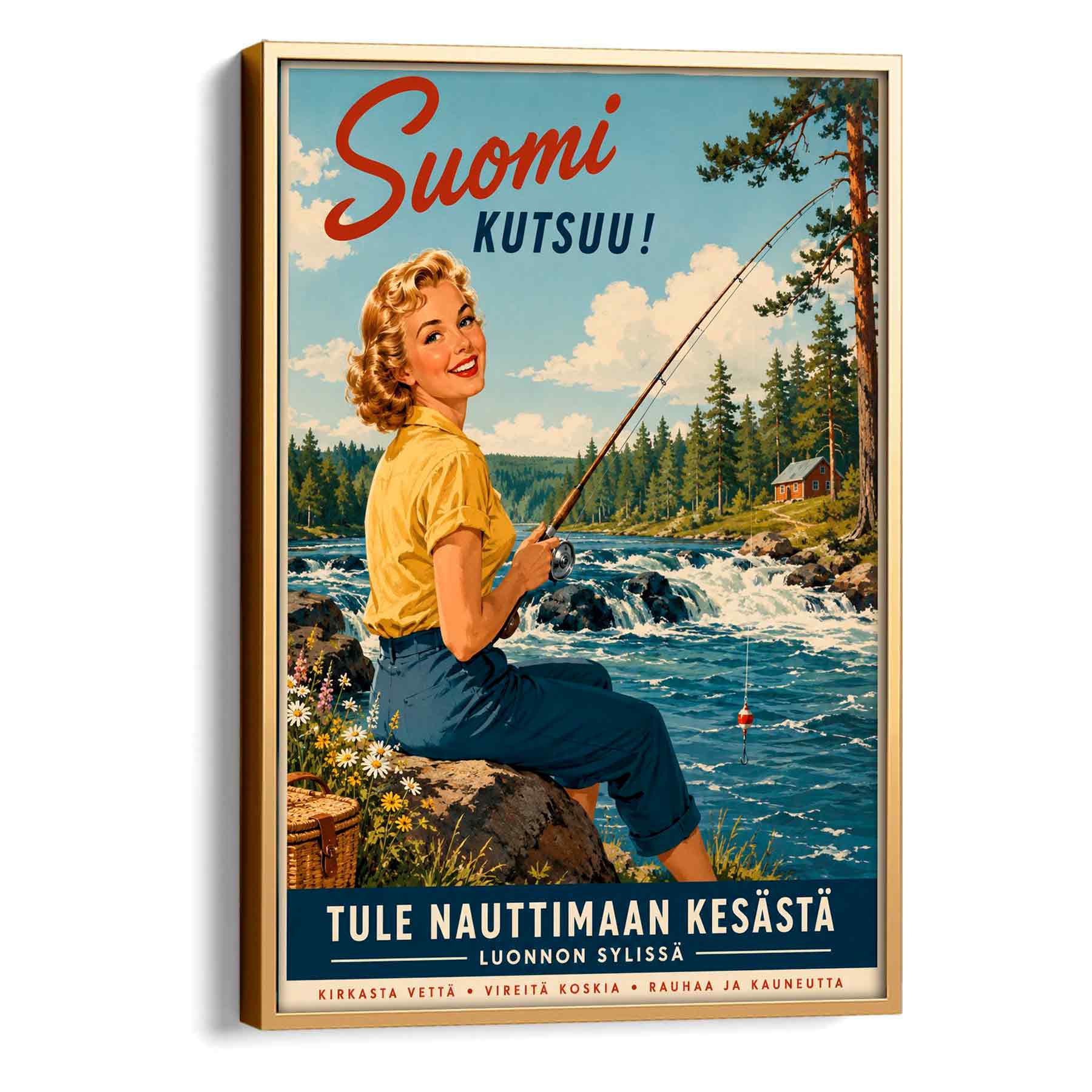 Juliste matkailu Suomi kalastus LÖ 50×70 70×100-4aa