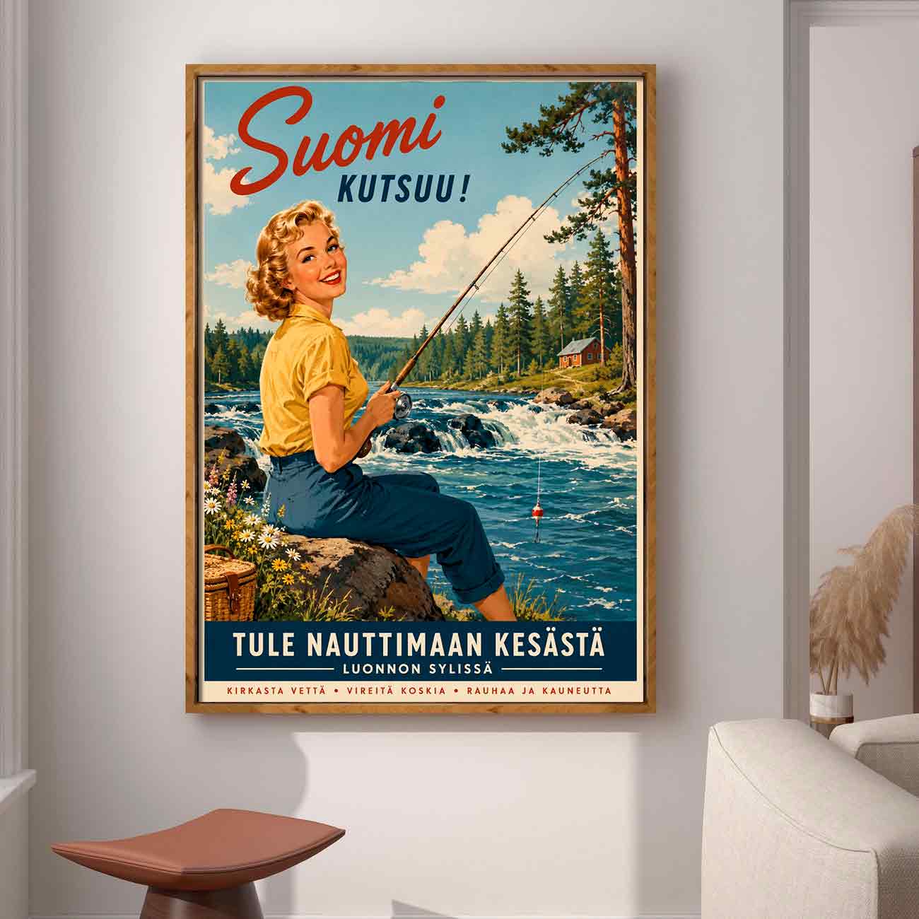 Juliste matkailu Suomi kalastus LÖ 50×70 70×100-4aaaa