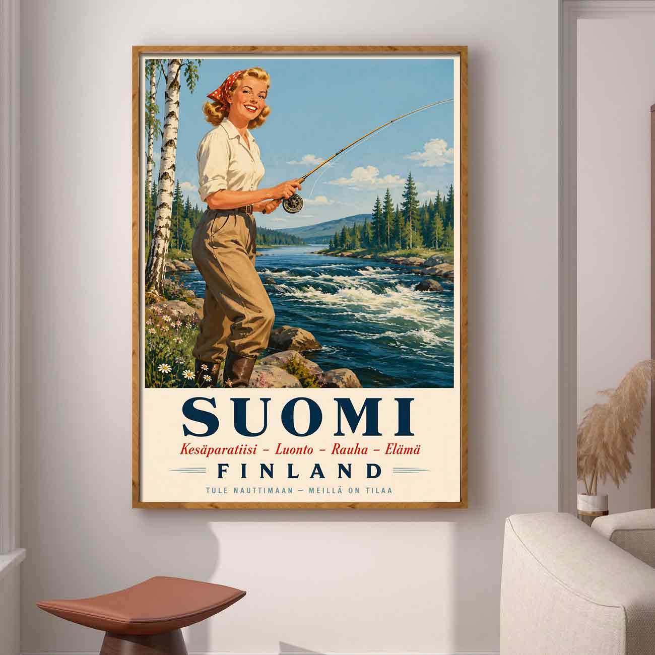 Juliste matkailu Suomi perhokalastus LÖ 50×70 70×100-6aaaa