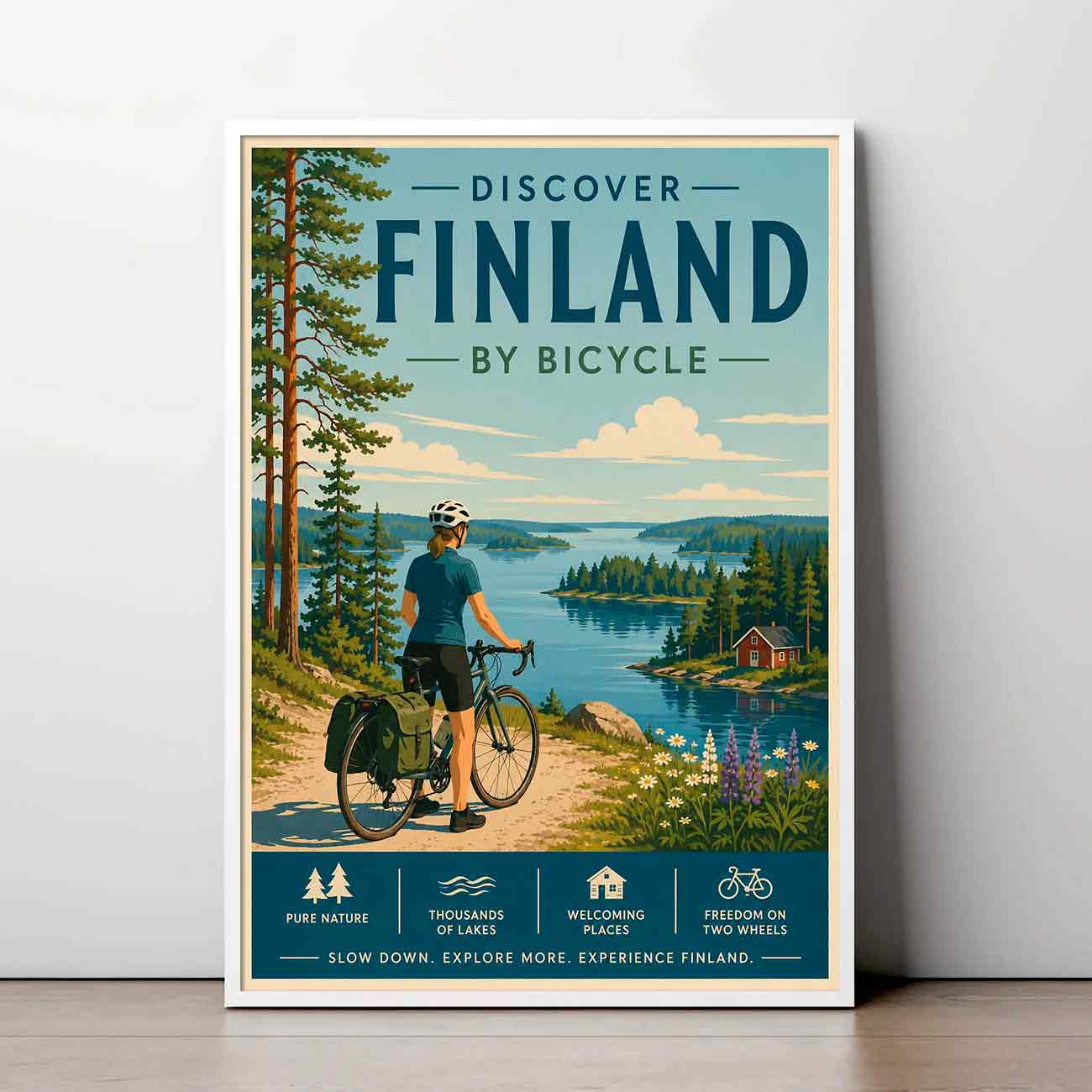 Juliste matkailu Suomi pyöräily LÖ 50×70 70×100-1aaa