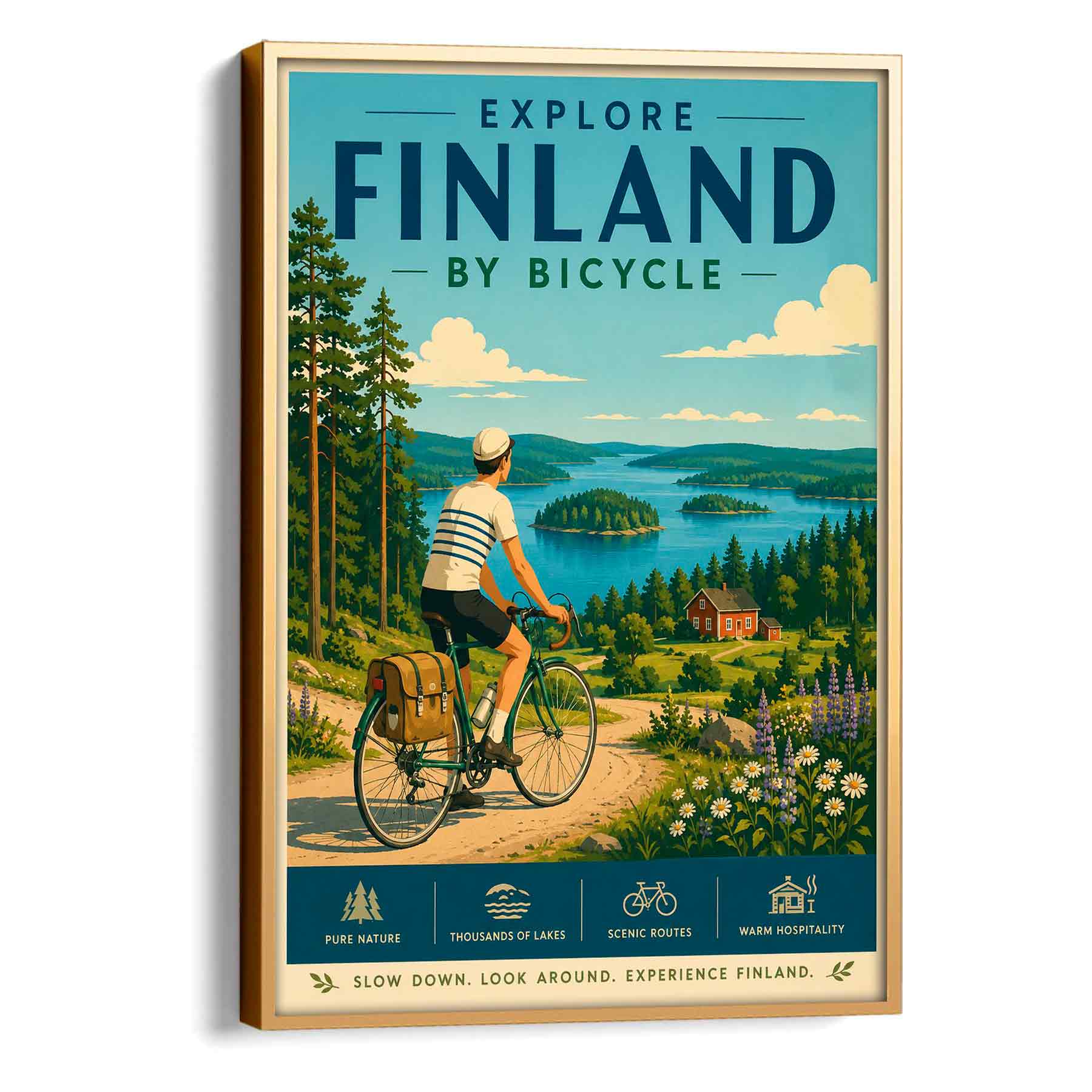 Juliste matkailu Suomi pyöräily LÖ 50×70 70×100-2aa