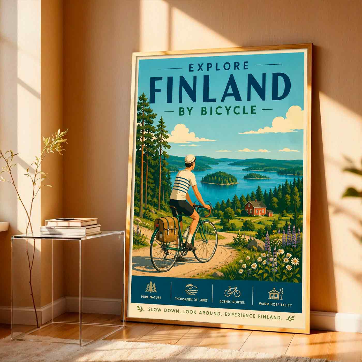 Juliste matkailu Suomi pyöräily LÖ 50×70 70×100-2aaaa