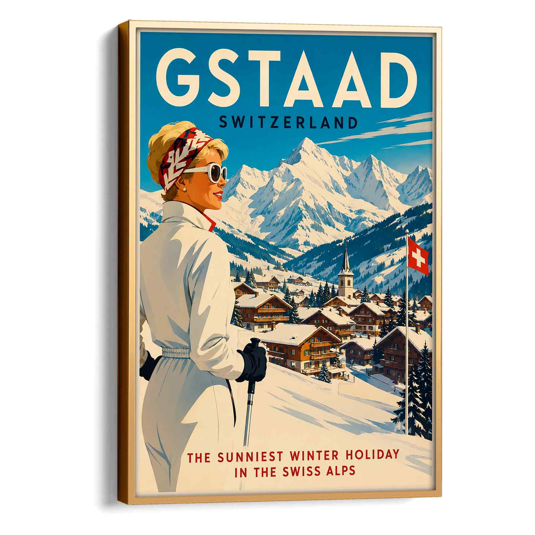 Juliste matkailu Sveitsi Gstaad LÖ 40×55 50×70-1aa