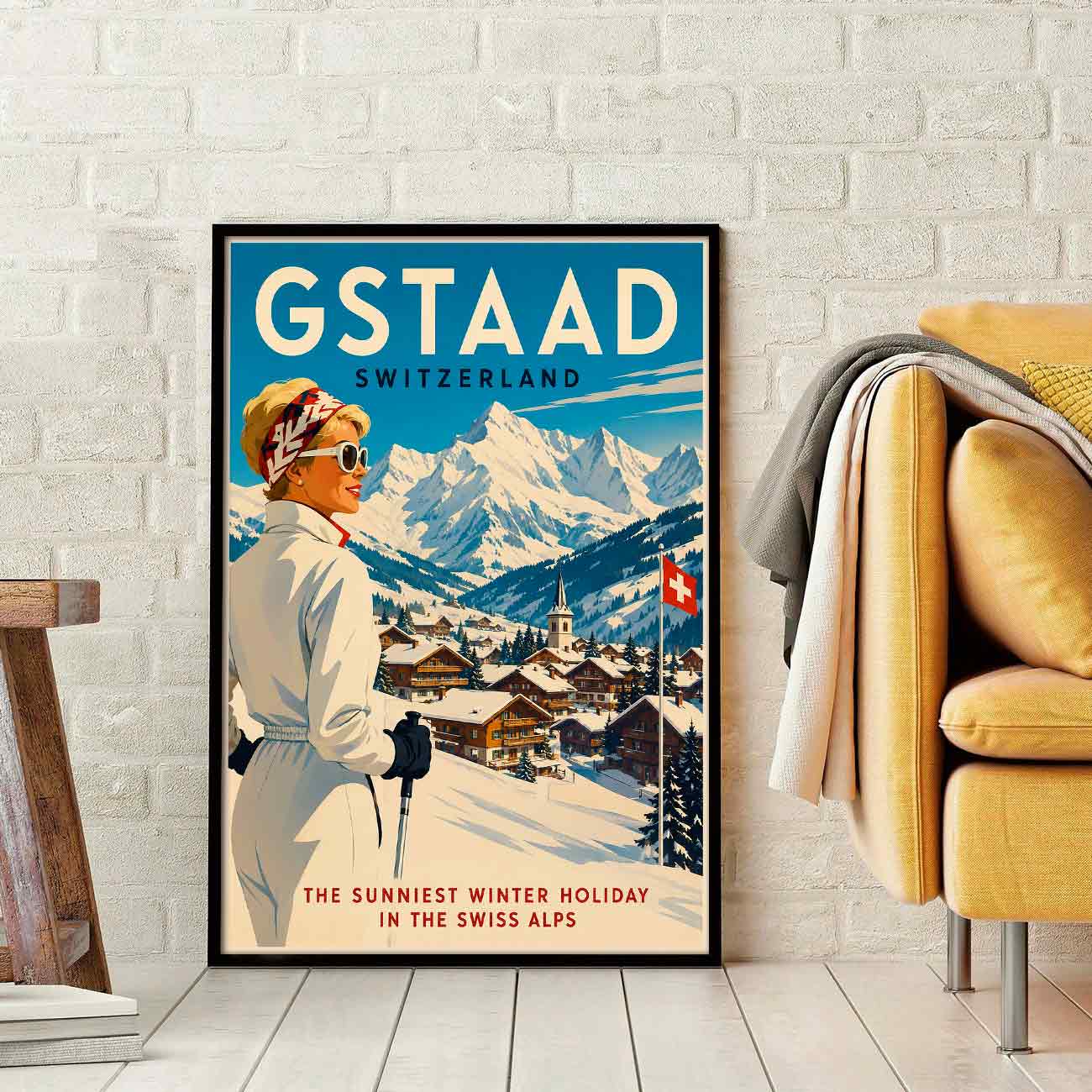 Juliste matkailu Sveitsi Gstaad LÖ 40×55 50×70-1aaa