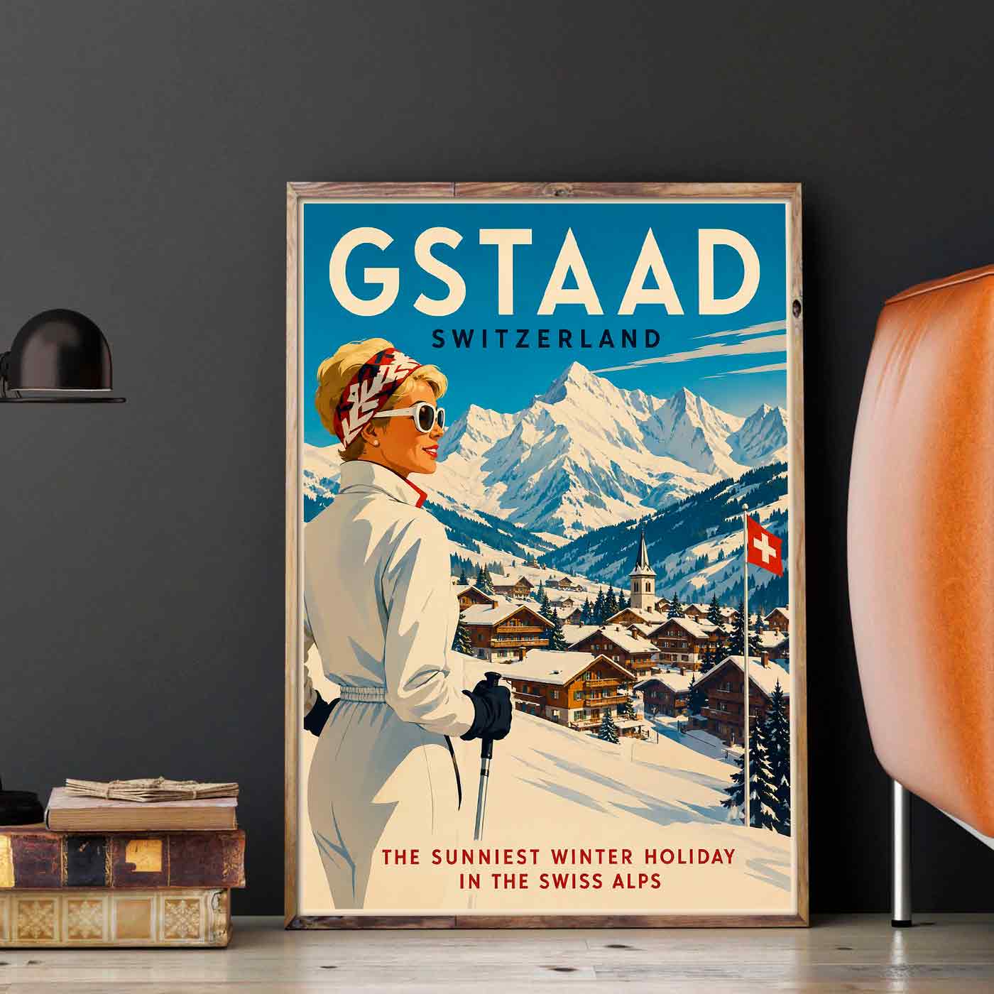 Juliste matkailu Sveitsi Gstaad LÖ 40×55 50×70-1aaaa