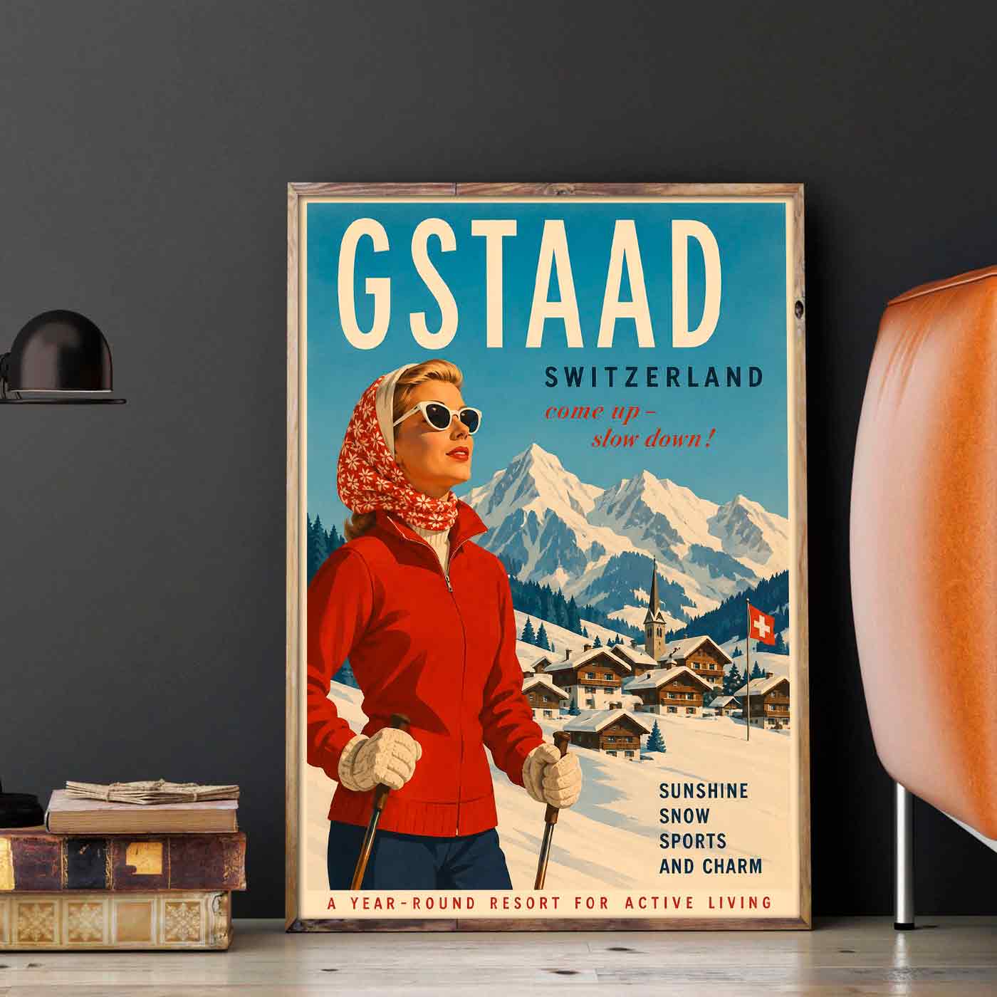 Juliste matkailu Sveitsi Gstaad LÖ 40×55 50×70-2aaaa