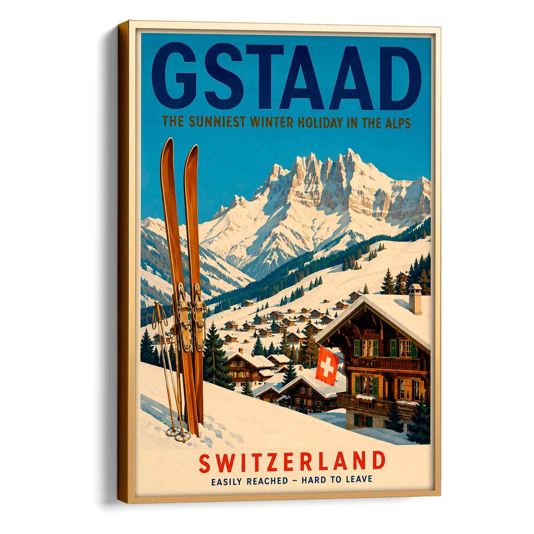 Juliste matkailu Sveitsi Gstaad LÖ 40×55 50×70-4aa