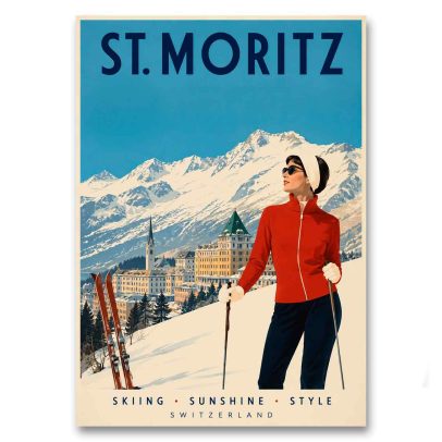 Juliste St. Moritz - Skiing, Sunshine, Style