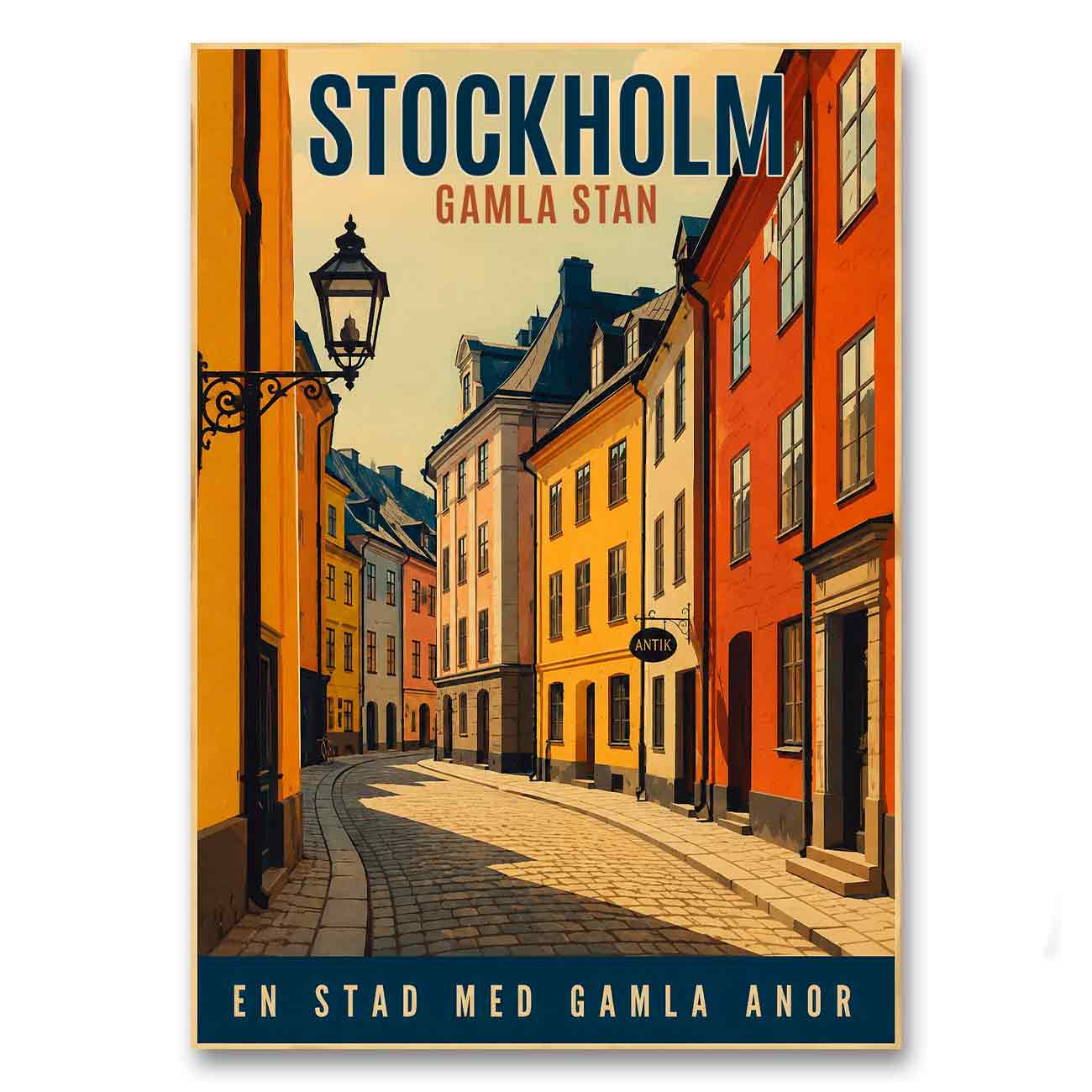 Juliste matkailu Tukholma vanha kaupunki 1 LÖ 50×70 70x100a