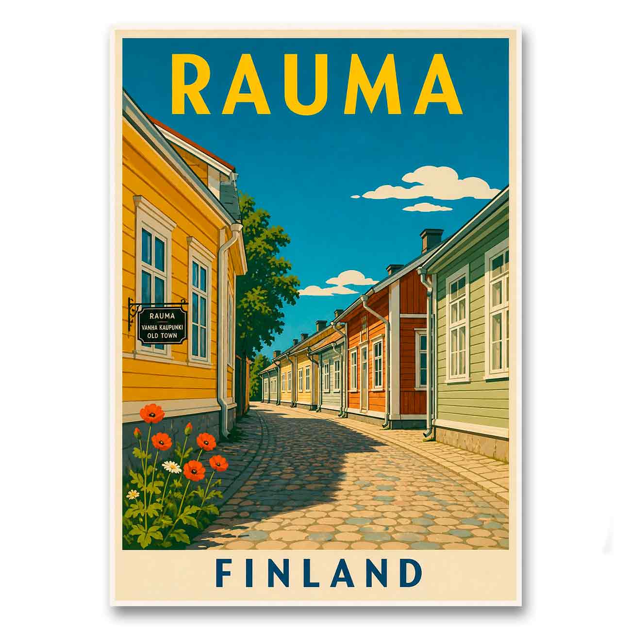 Juliste matkailu rauma vanha kaupunki 1 lö 50×70 70x100a