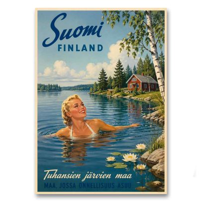 Juliste Suomi - maa, jossa onnellisuus asuu