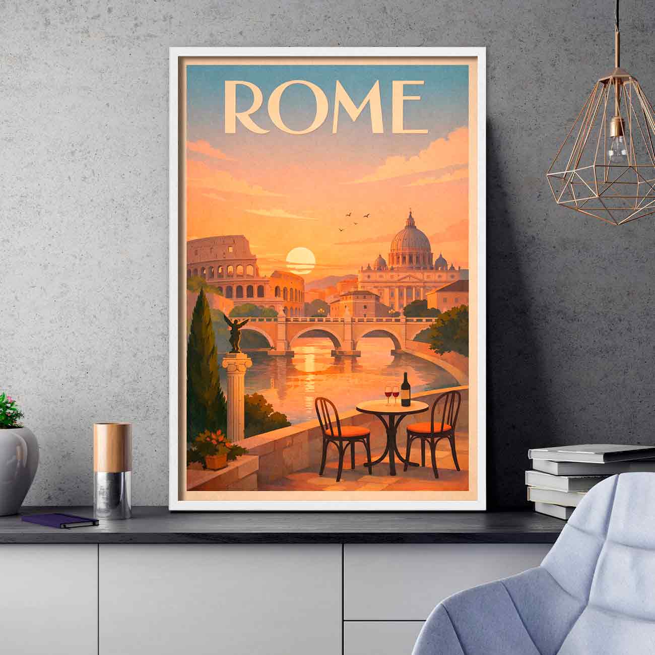 Juliste vintage matkailu Rooma 1 LÖ 50×75-1aaa
