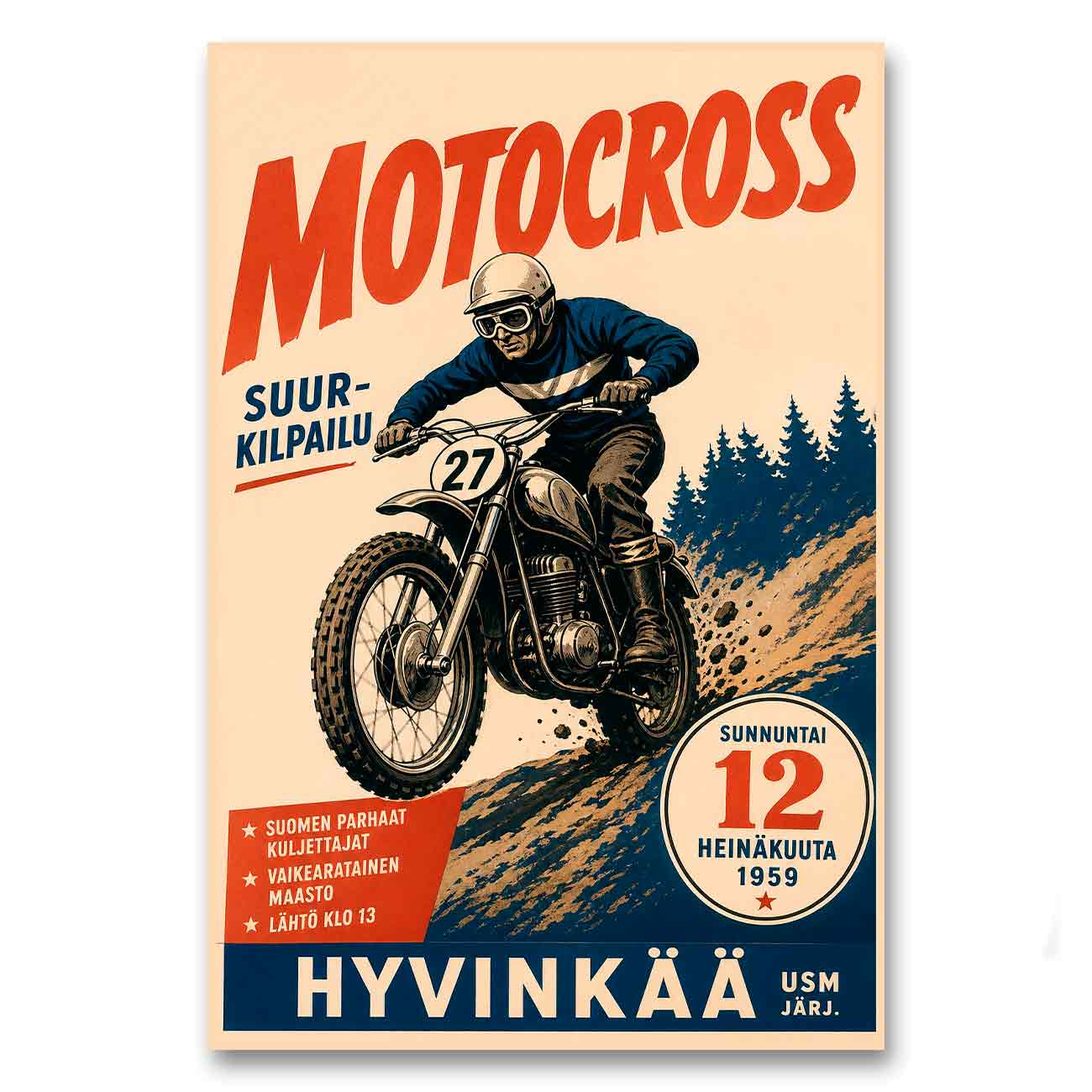 Juliste Autot Motocross Hyvinkää LÖ 50×75 70x105a