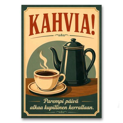 Juliste Kahvia! Parempi päivä alkaa kupillinen kerrallaan