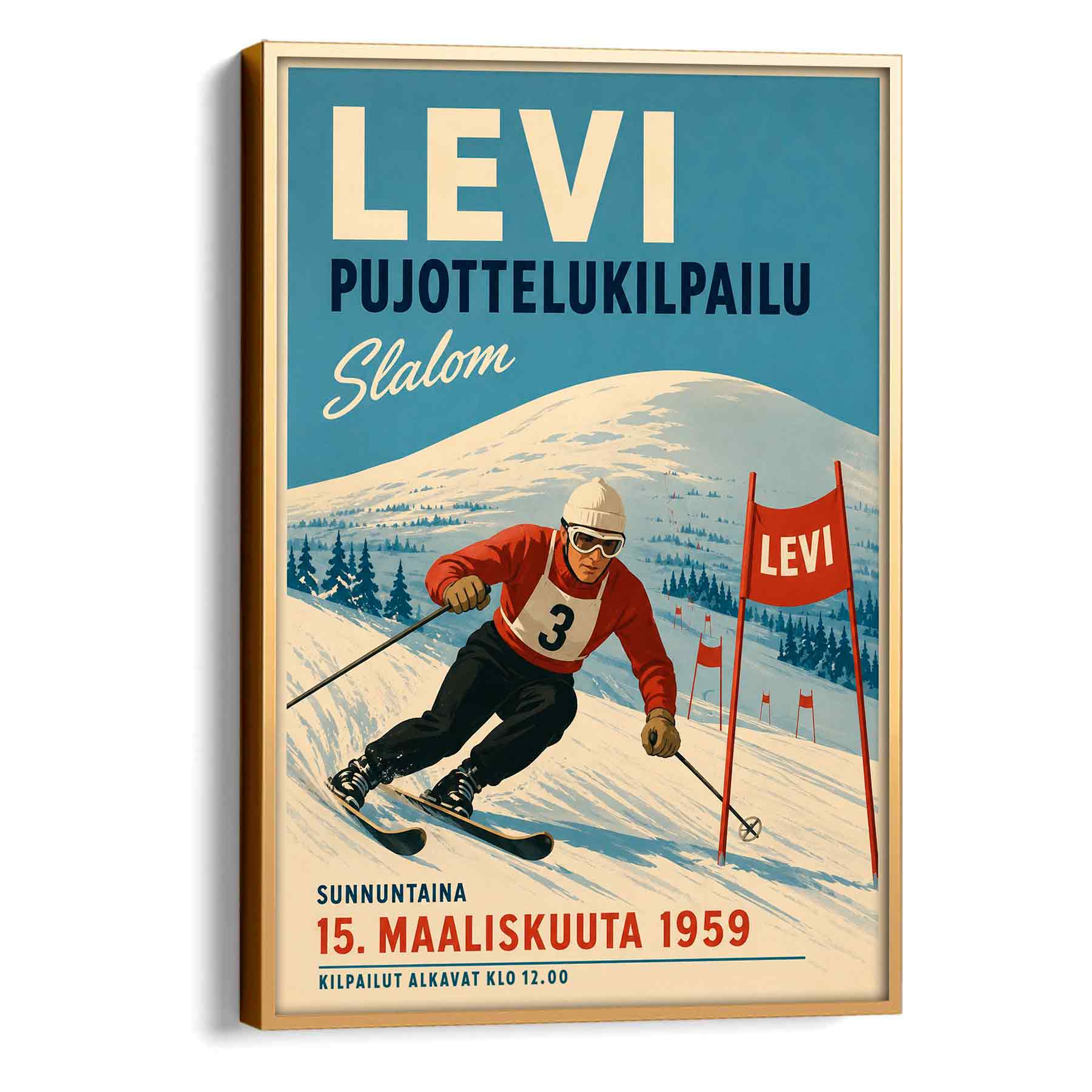 Juliste Lappi pujottelukilpailut Levi LÖ 50×70 70×100-3aa