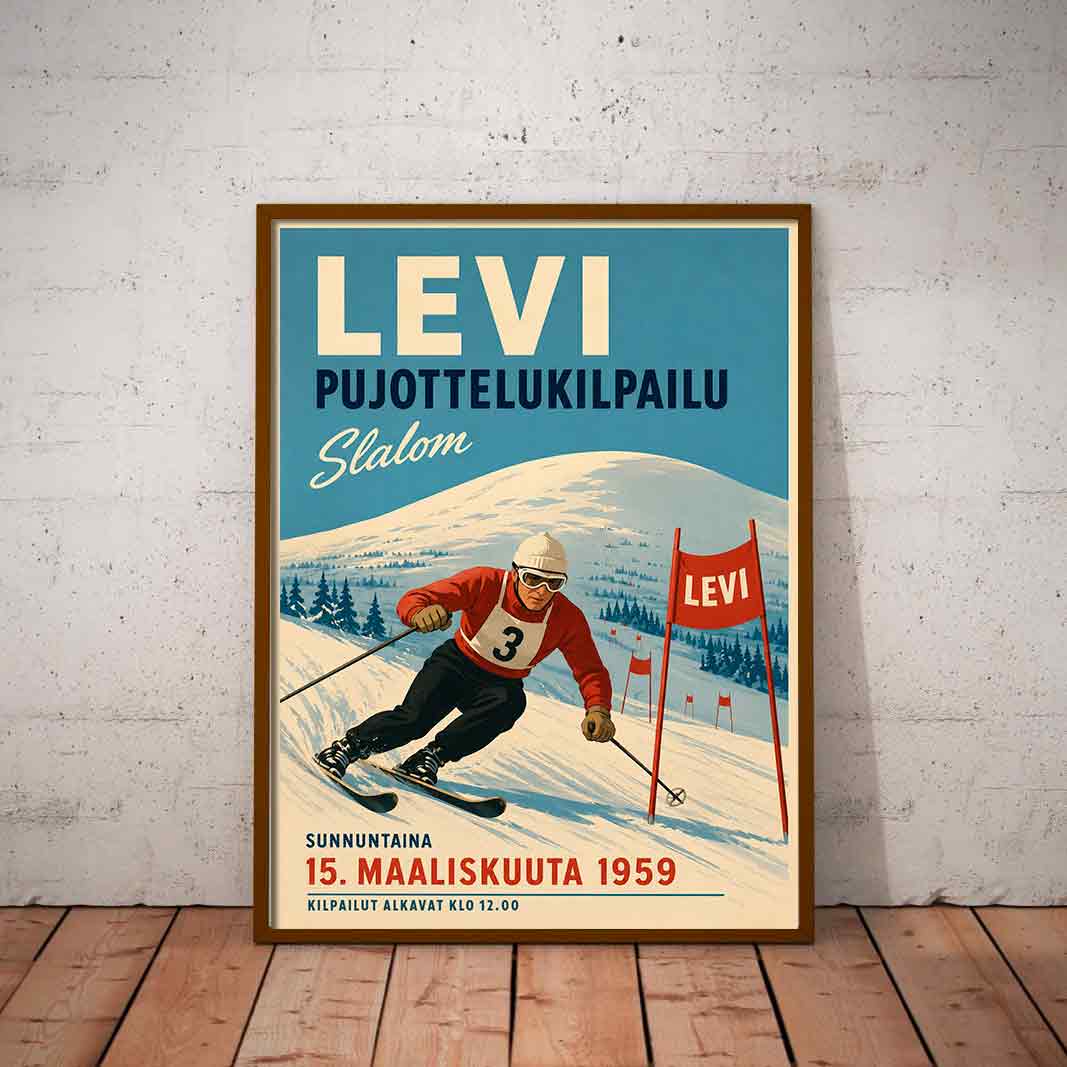 Juliste Lappi pujottelukilpailut Levi LÖ 50×70 70×100-3aaa