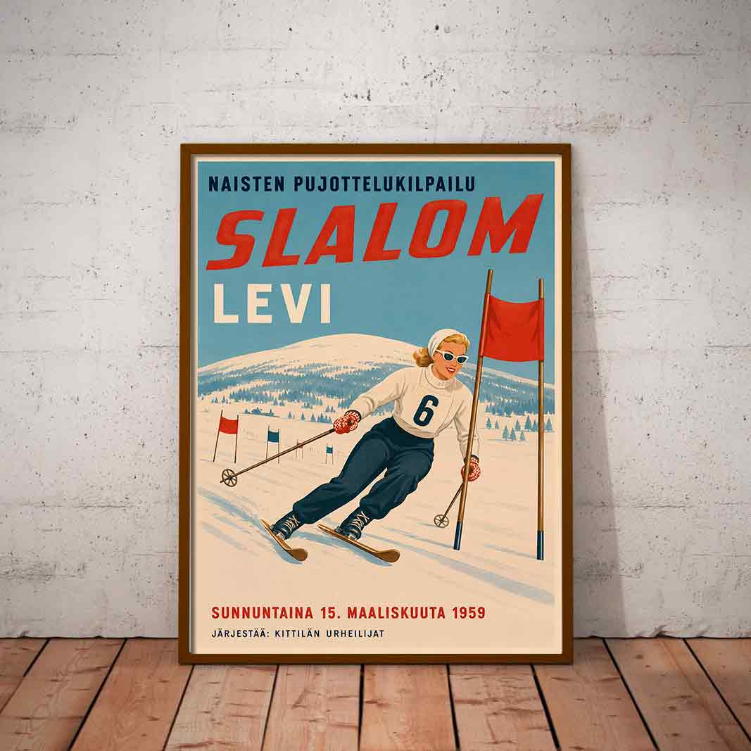 Juliste Lappi pujottelukilpailut Levi LÖ 50×70 70×100-6aaa