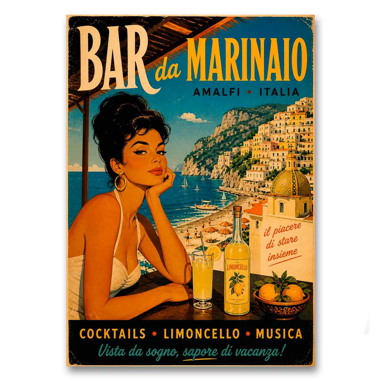 Juliste Matkailu Beach Bar Marinaio LÖ 50×70 70x100a