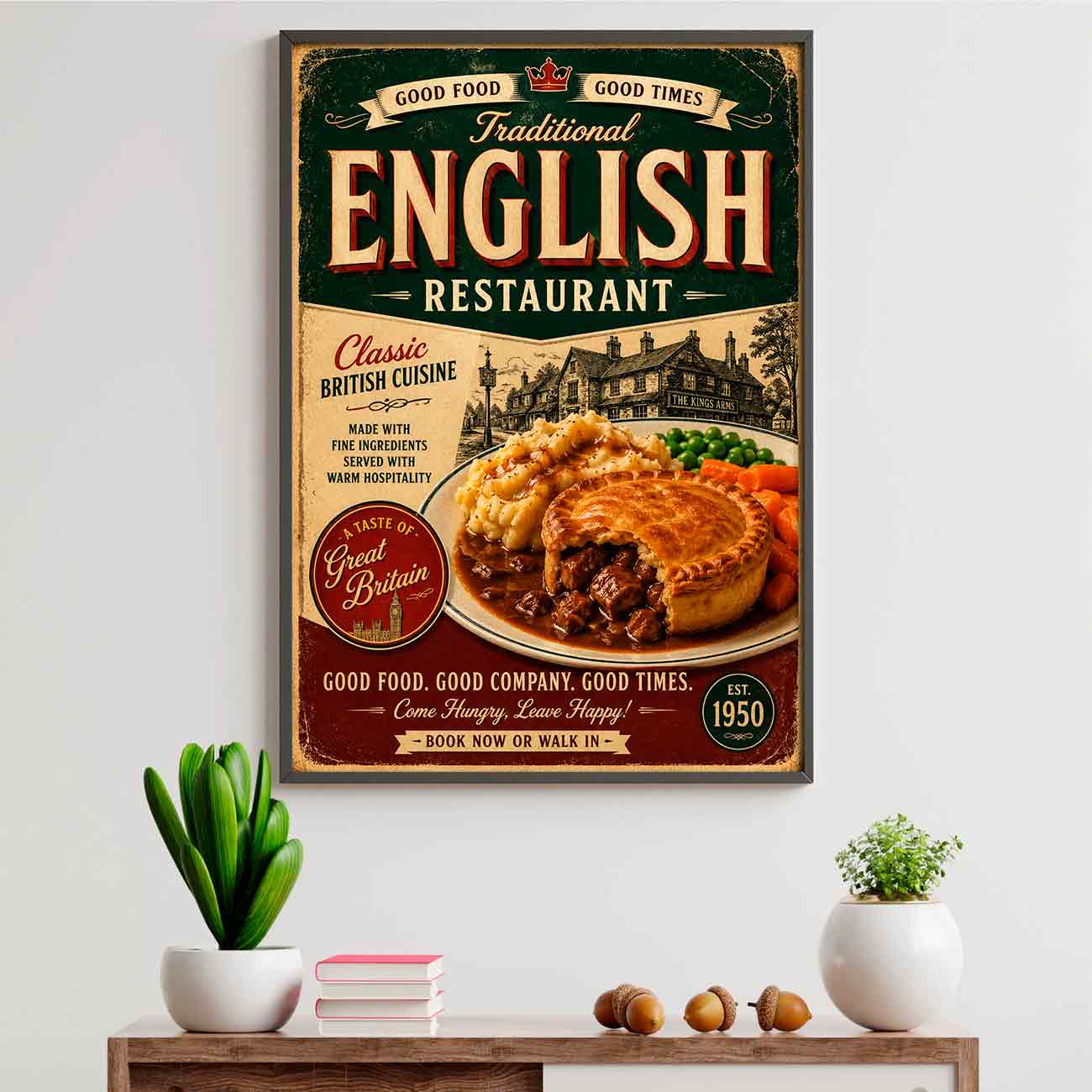Juliste Ravintola English Restaurant LÖ 50×70 70x100aaa