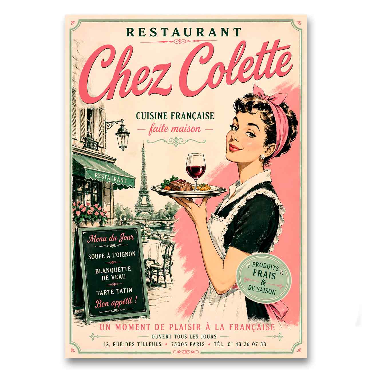 Juliste Ravintolat Chez Colette 1 LÖ 50×70 70x100a