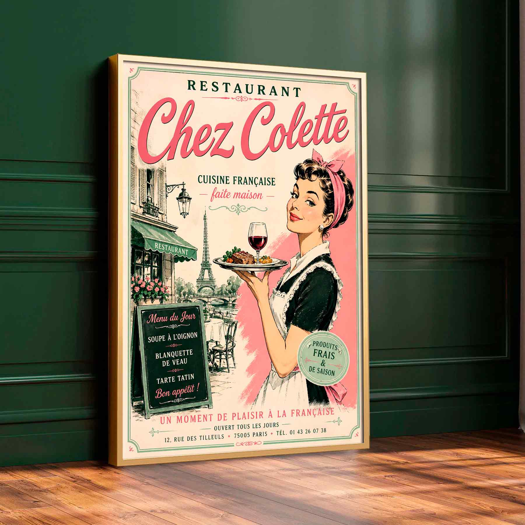 Juliste Ravintolat Chez Colette 1 LÖ 50×70 70x100aaa