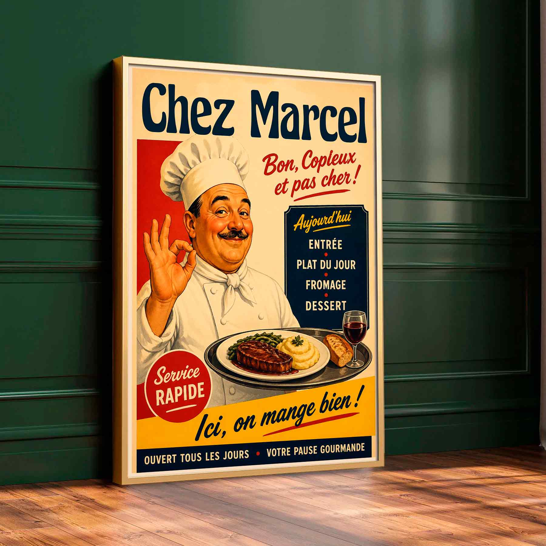 Juliste Ravintolat Chez Marcel LÖ 50×70 70x100aaa