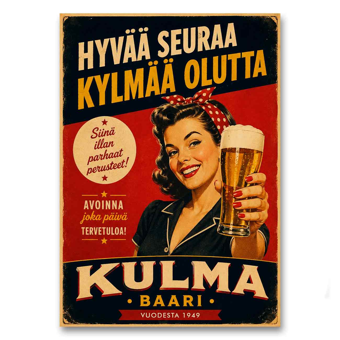 Juliste Ravintolat Kulma Baari LÖ 50×70 70x100a