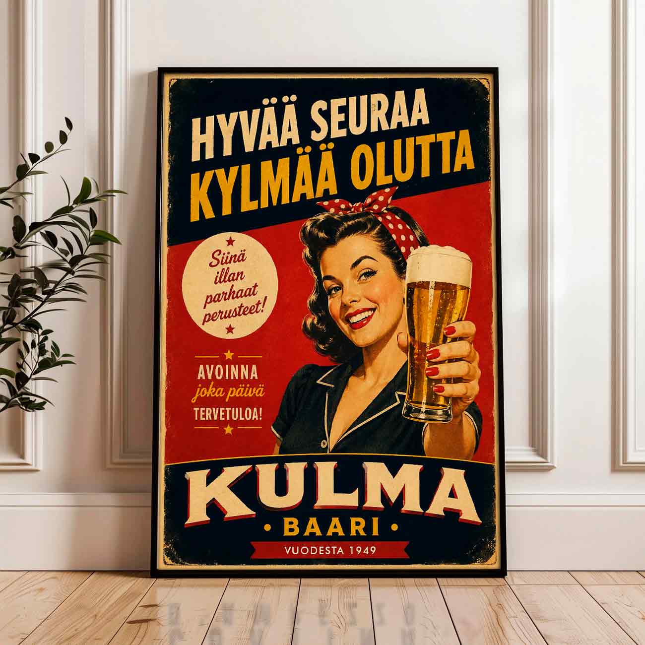 Juliste Ravintolat Kulma Baari LÖ 50×70 70x100aa