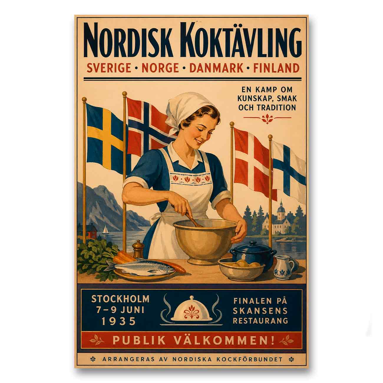 Juliste Ravintolat Nordisk Koktävling LÖ 50×75 70x105a