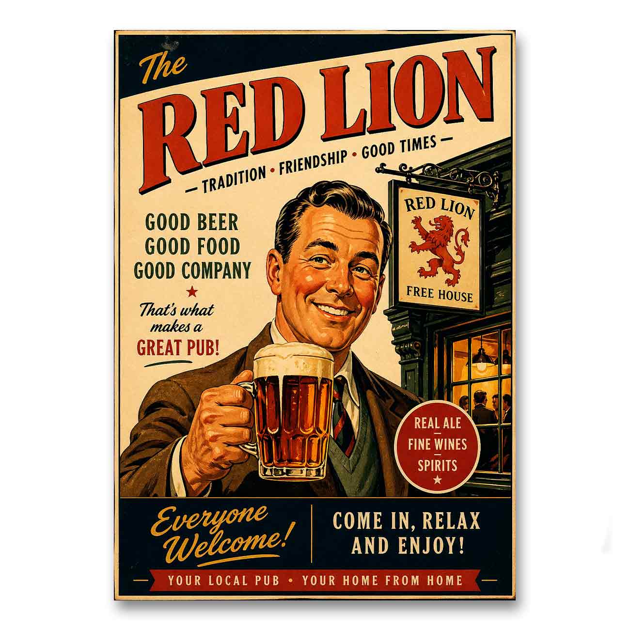 Juliste Ravintolat Pub Red Lion LÖ 50×70 70x100a