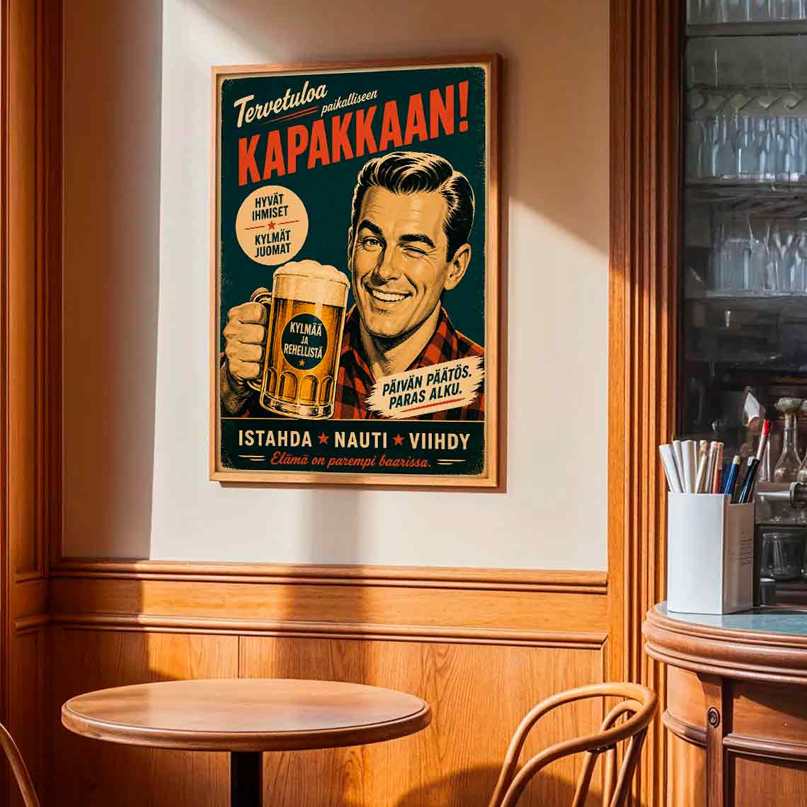 Juliste Ravintolat Tervetuloa Kapakkaan LÖ 50×70 70x100aa