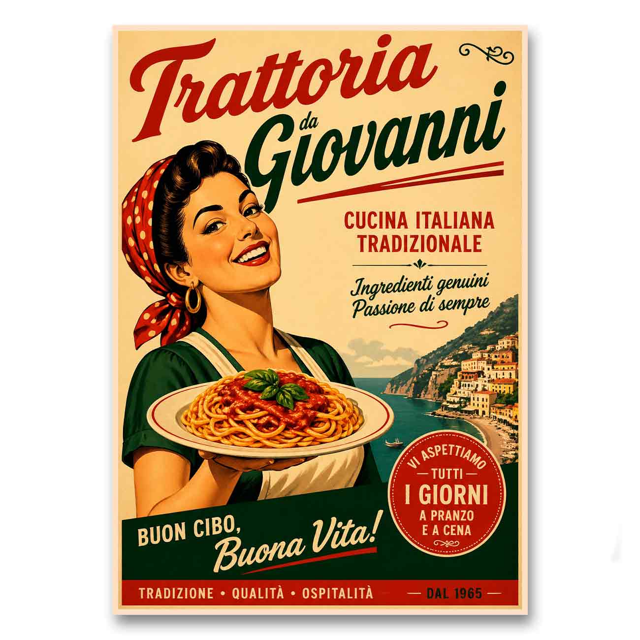 Juliste Ravintolat Trattoria Giovanni LÖ 50×70 70x100a