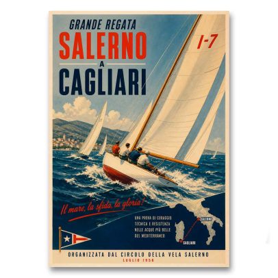 Juliste Grande Regata Salerno a Cagliari 1956