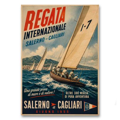 Juliste Regata Internazionale Salerno a Cagliari 1955