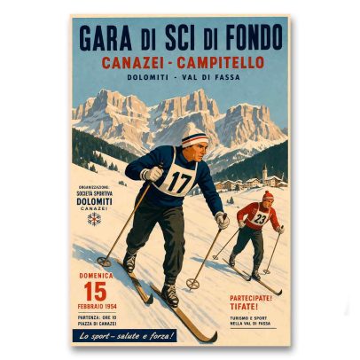 Juliste Gara di Sci di Fondo Canazei - Campitello 1954