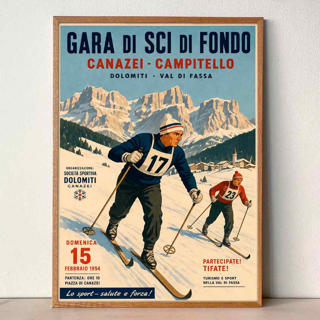 Juliste Urheilu Hiihto Canazei Campitello LÖ 50×75 70x105aa