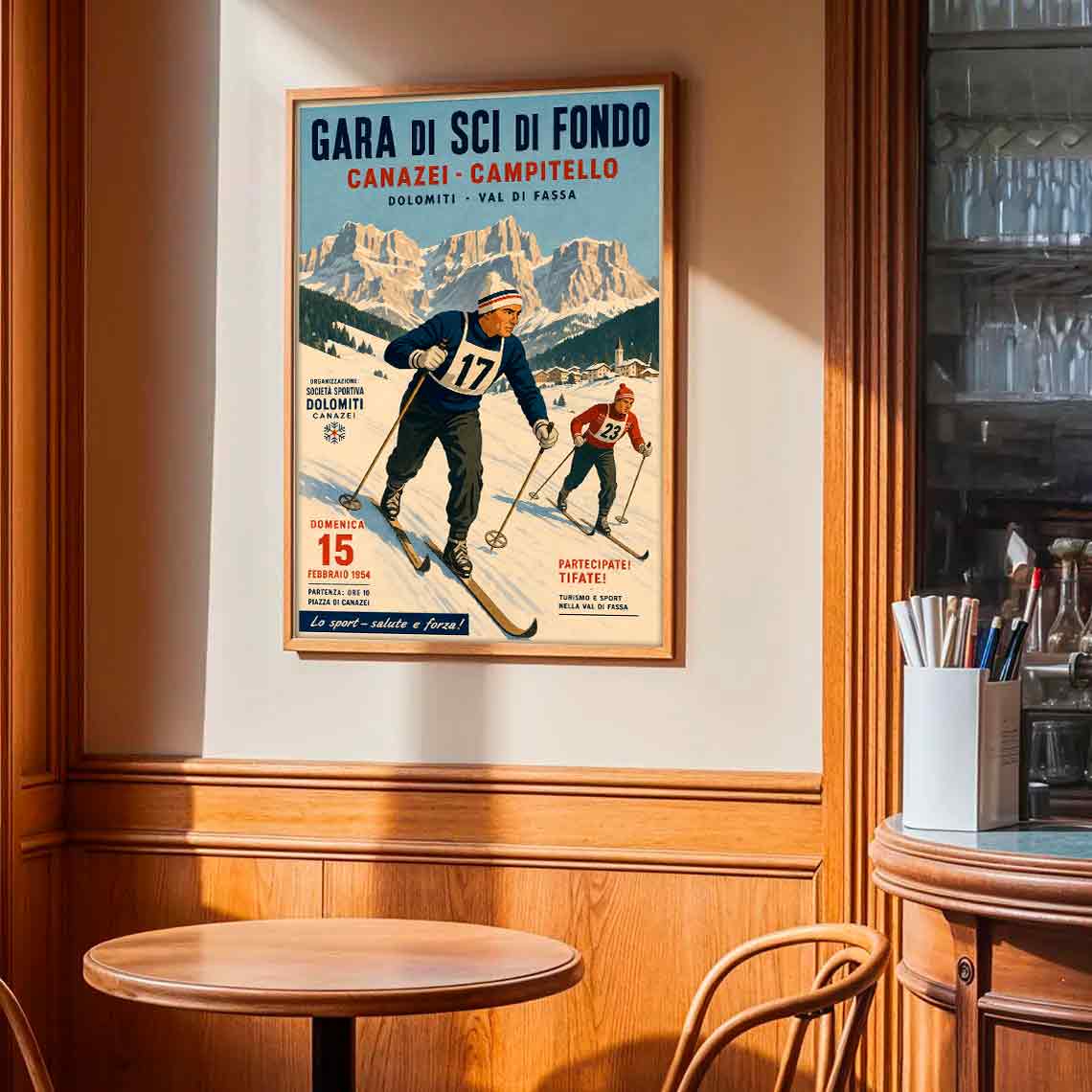 Juliste Urheilu Hiihto Canazei Campitello LÖ 50×75 70x105aaa