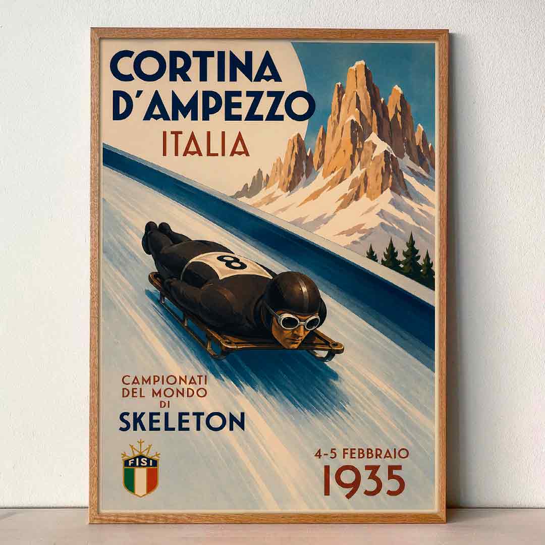 Juliste Urheilu Kelkkailu Cortina LÖ 50×75 70x105aa