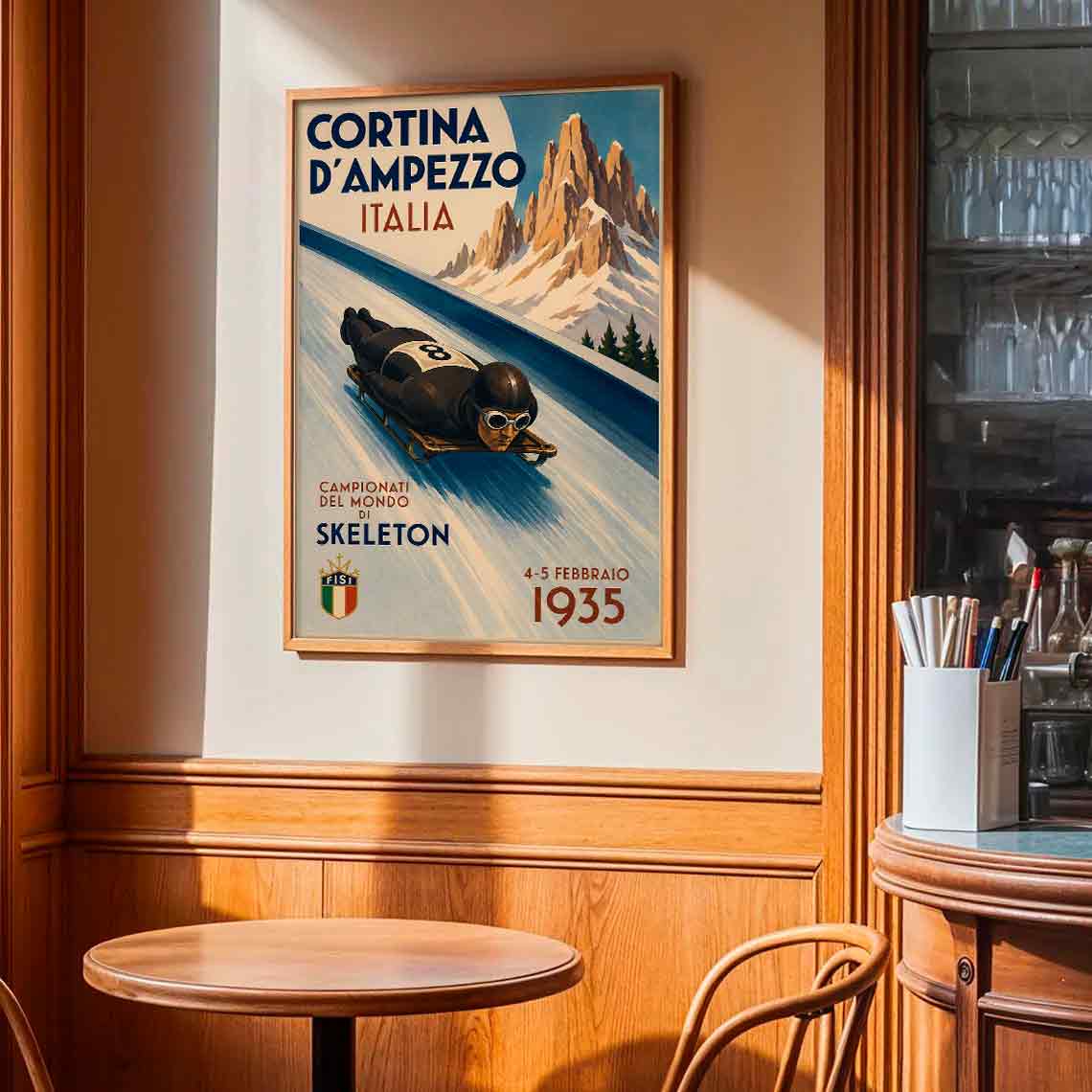 Juliste Urheilu Kelkkailu Cortina LÖ 50×75 70x105aaa