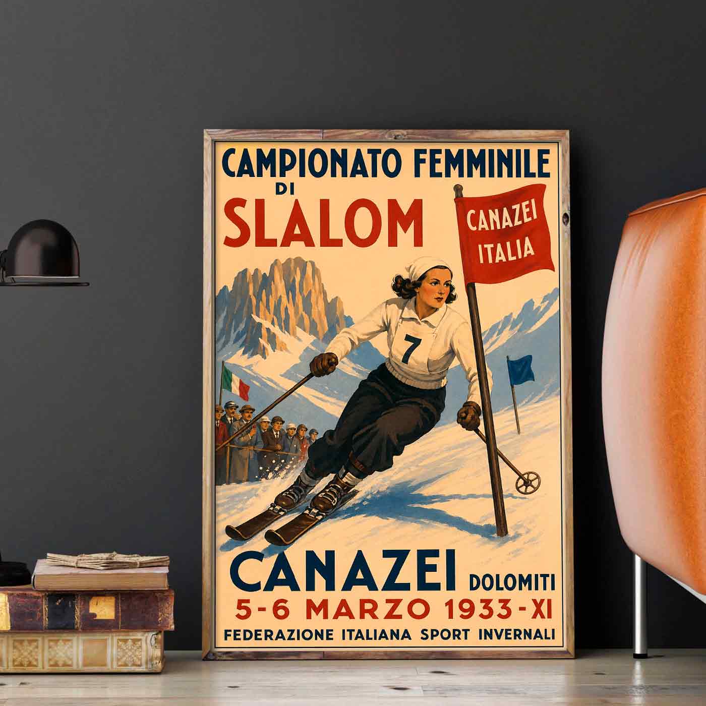Juliste Urheilu Slalom Canazei 3 LÖ 50×75 70x105aa
