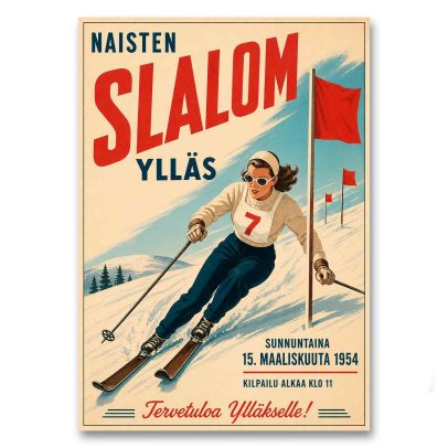 Juliste Naisten pujottelukilpailu Ylläs 1954