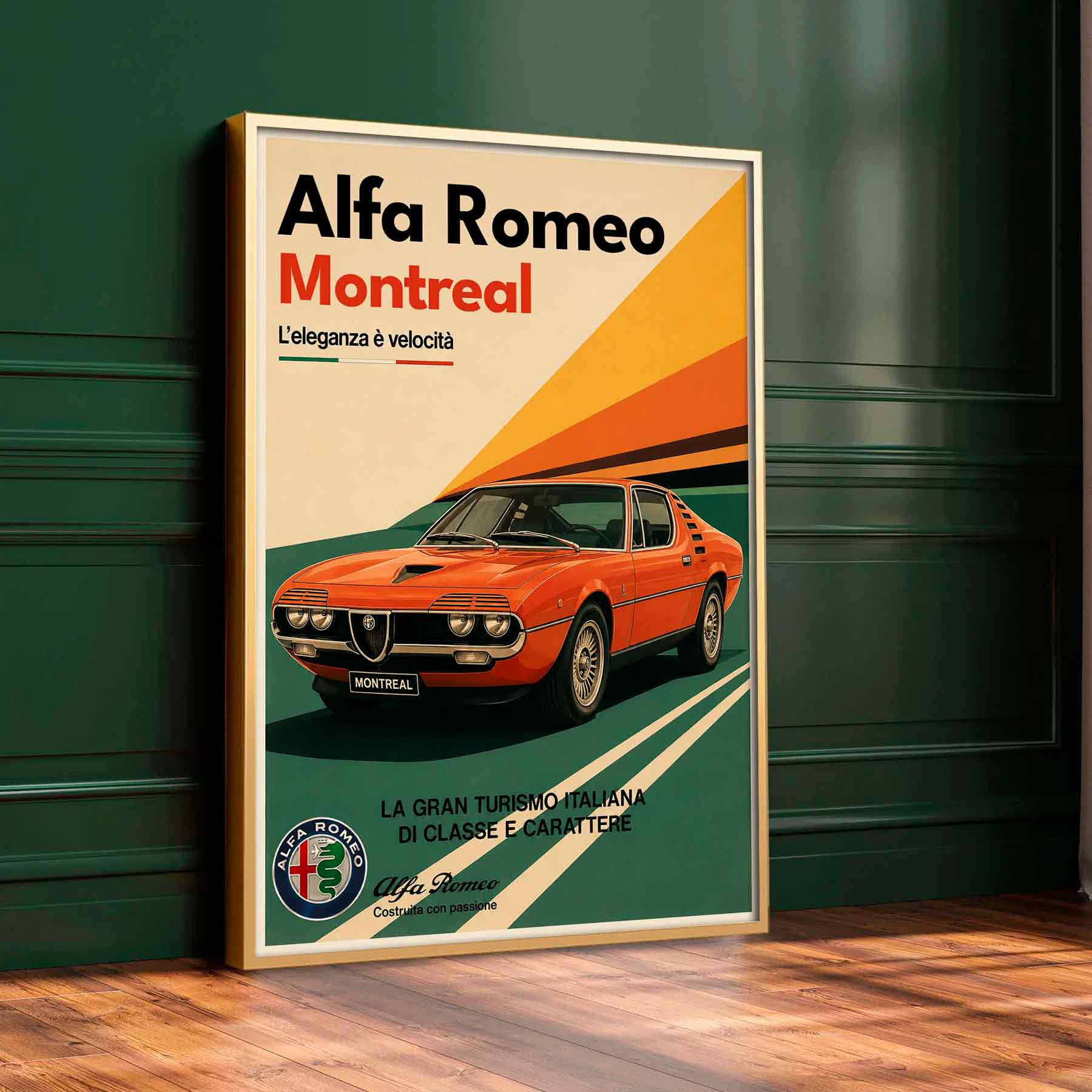 Juliste autot Alfa Romeo Montreal LÖ 40×55 50×70-2aaa